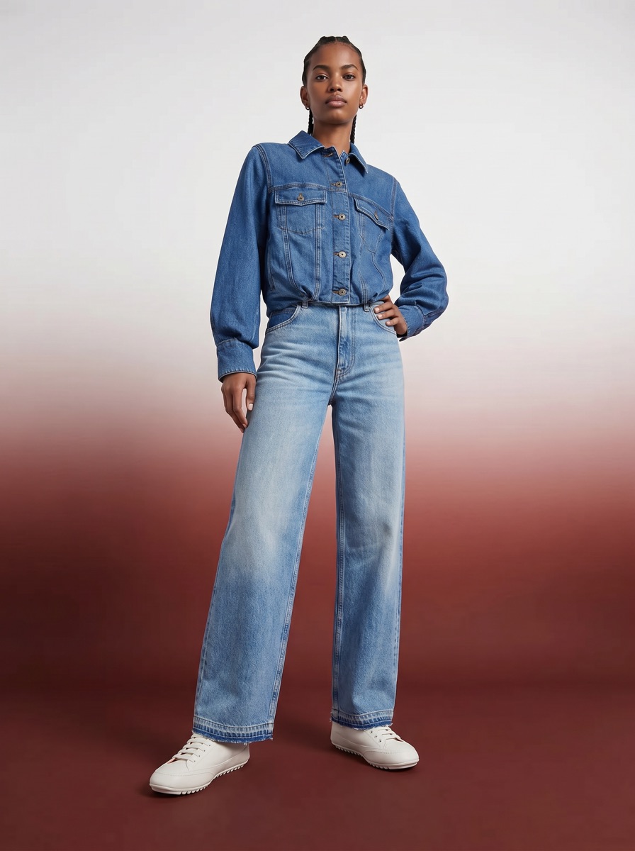 Low-angle AI fashion shoot created with rIMAGEx